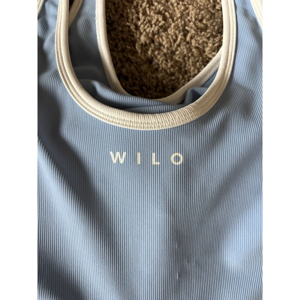 Wilo One Piece Ribbed Active Romper Baby Blue Women’s Size Small